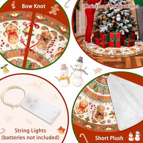 Christmas Tree Skirt 36 Inch with Snowman Reindeer Santa Snowflake L183244
