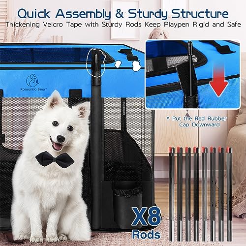 Foldable Dog Cat Playpen with Carrying Case, Water-Resistant, Indoor Outdoor V14642