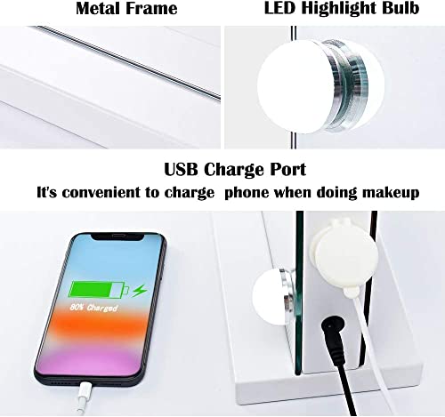Zdorzi 31.5"x 23.6" Wall-Mounted Vanity Mirror with Lights, Dimmable LED, White W46497