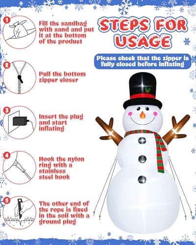 16FT Christmas Inflatable Snowman with LED Lights Outdoor Yard Decor N561071