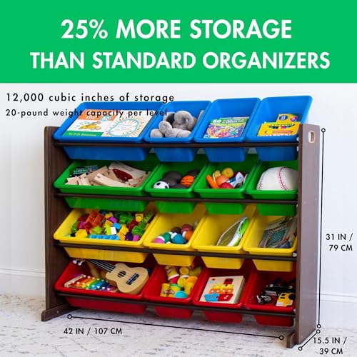Humble Crew Supersized Toy Storage Organizer with 16 Removable Bins, Grey/White D772791