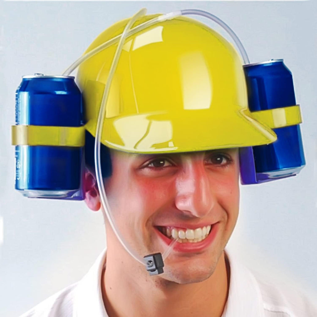 Novelty Place Drinking Helmet - Adjustable Can Holder Cap with Straw (Yellow) N574399