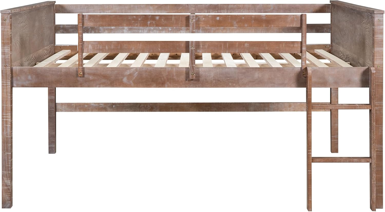 Harper & Bright Designs Twin Size Low Loft Bed for Kids with Storage and Hanging Rack G659488