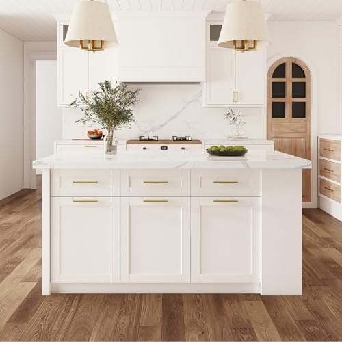 homary 72" Kitchen Island with Storage, White Dining Table with Seating & 3 Drawers H6352