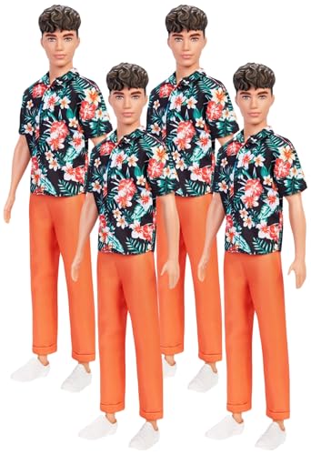 Barbie Fashionistas Ken Doll #184 with Hawaiian Shirt and Orange Pants F4234