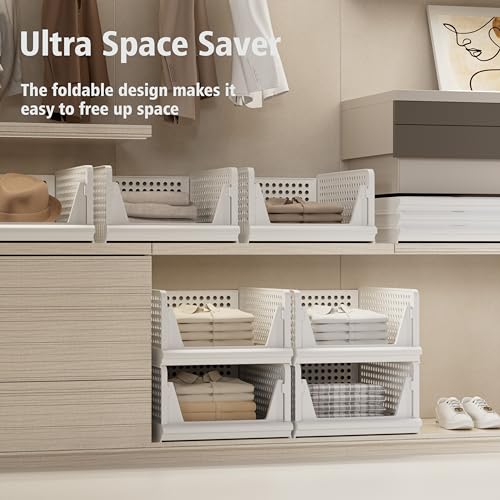 Stackable Plastic Storage Basket Closet Organizer Bin N733470