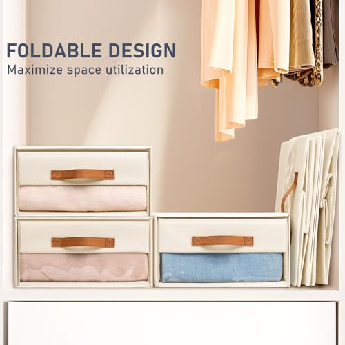 DIMJ Closet Organizers and Storage - Fabric Bins with Drawers, Stackable, 4-Pack, Grey G8366