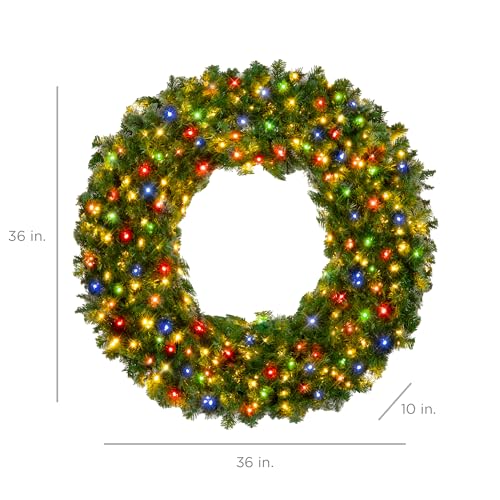 Best Choice Products 60in Pre-Lit Fir Christmas Wreath with 300 LED Lights E577048