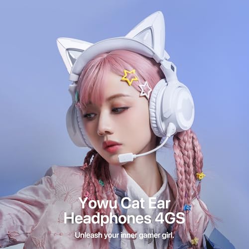 YOWU Cat Ear Headphones 4GS Wireless Bluetooth Noise Cancelling Headset with Mic Q849