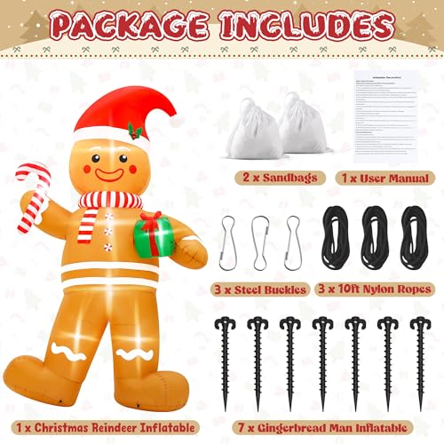 Giant Inflatable Santa Claus with LED Lights Outdoor Christmas Decorations W1618