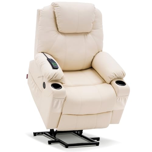 MCombo Power Lift Recliner Chair for Elderly with Heat and Massage, Faux Leather, Black V60394