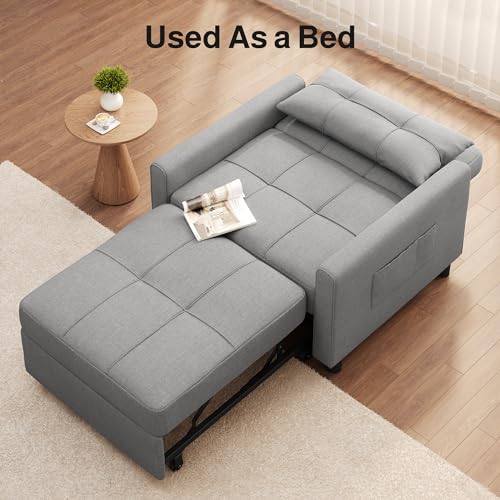Pink Sleeper Chair, 3-in-1 Convertible Sofa Bed with Adjustable Backrest U62449