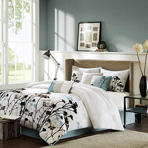 Madison Park Quincy Comforter King 7 Piece Bedding Set with Bed Skirt & Pillows B52409