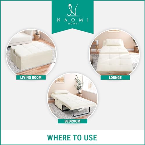 Sleeper Chair Bed 4-in-1 Convertible Ottoman Bed with Adjustable Backrest, White F38754