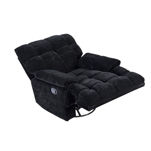 Oversized Rocker Recliner Chair with Breathable Velvet Fabric, Cream White Y969206