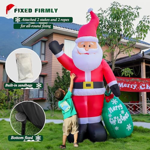 10 FT Christmas Inflatables Snowman Outdoor Yard Decorations with LED Lights C52642