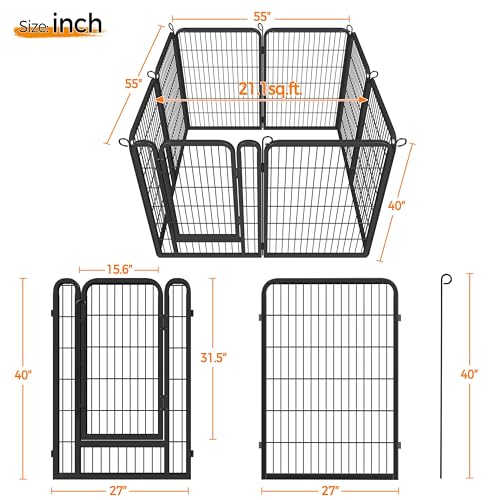 Yaheetech 8 Panels Dog Playpen, Metal 32" Dog Fence with Storage Bag S858
