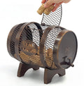 Rustic Metal Large Barrel Wine Cork Holder Display On Wooden Stand, Wine Lover Gift, Housewarming Gift, Home Bar Decor, Wine Gift, Engagement Gift, Kitchen Decor