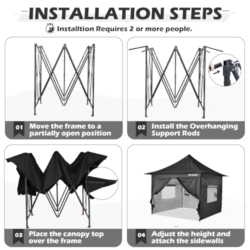 OUTFINE Heavy Duty 10x10 Pop Up Canopy Tent with 3 Side Walls, White Q980400