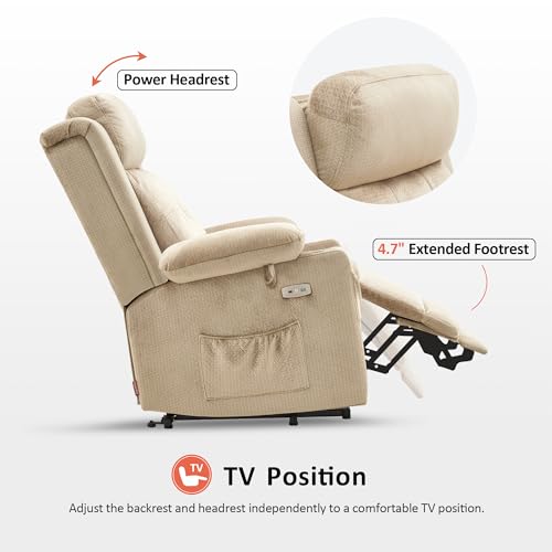 MCombo Dual Motor Power Lift Recliner Chair with Massage and Heat, Grey J16247