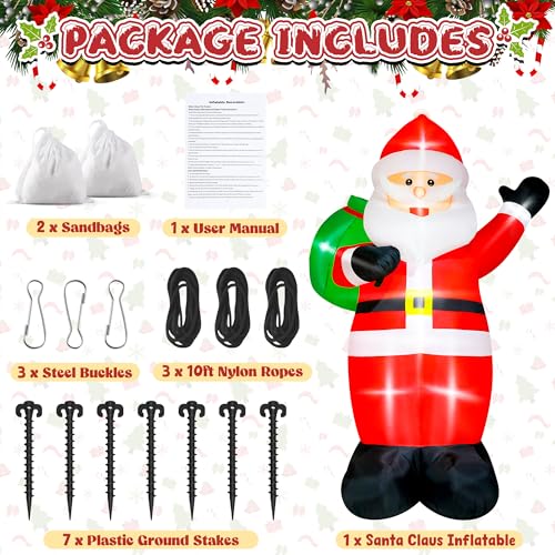 Giant Inflatable Santa Claus with LED Lights Outdoor Christmas Decorations W1618