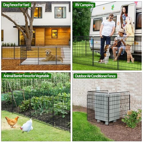 10 Panels Garden Fencing Animal Barrier, 33in x 24ft Rustproof Dog Fence W482439
