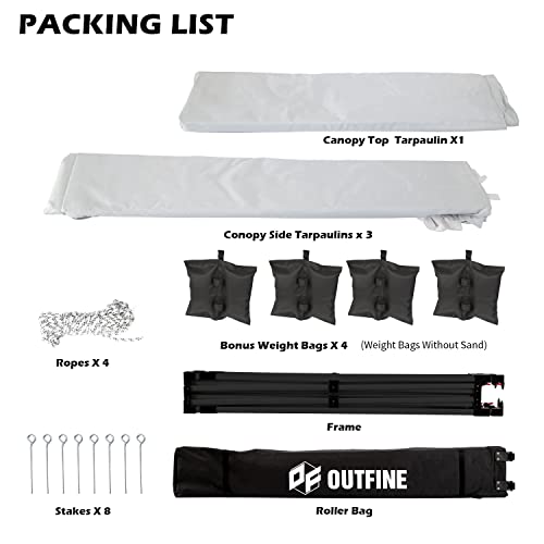 OUTFINE Heavy Duty 10x10 Pop Up Canopy Tent with 3 Side Walls, White Q980400