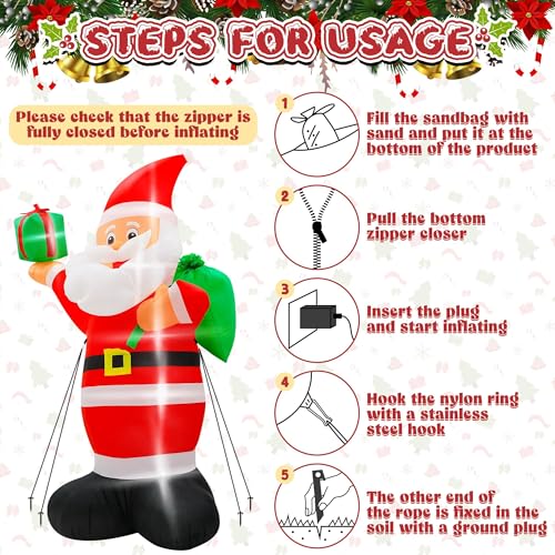 Giant Inflatable Santa Claus with LED Lights Outdoor Christmas Decorations W1618