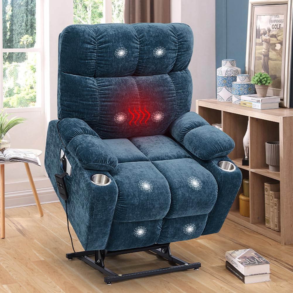 Power Lift Recliner Chair for Elderly with Remote Control, Blue J9259