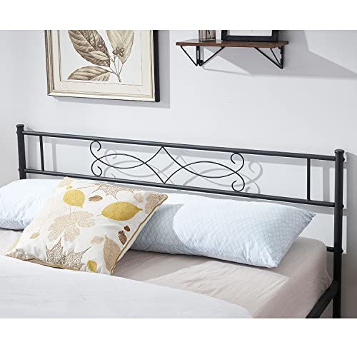 VECELO Full Size Metal Platform Bed Frame with Headboard Y375294