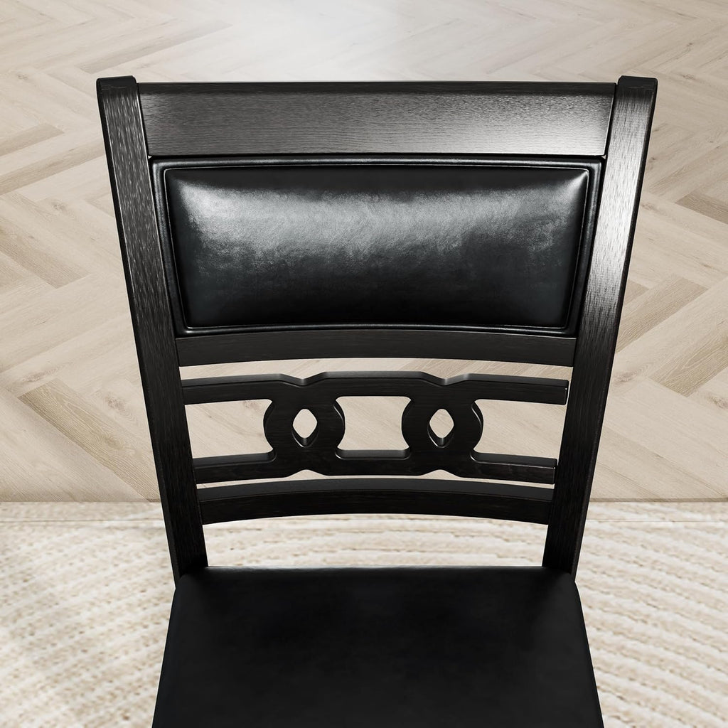 5-piece Counter Height Dining Table Set with Faux Marble Top and PU-leather Chairs, Dark Espresso U620443