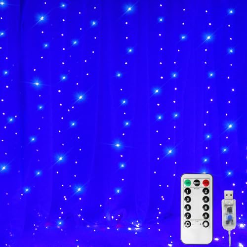 300 LED Curtain Christmas String Lights with Remote Control USB Power for Bedroom Home Decor K9828
