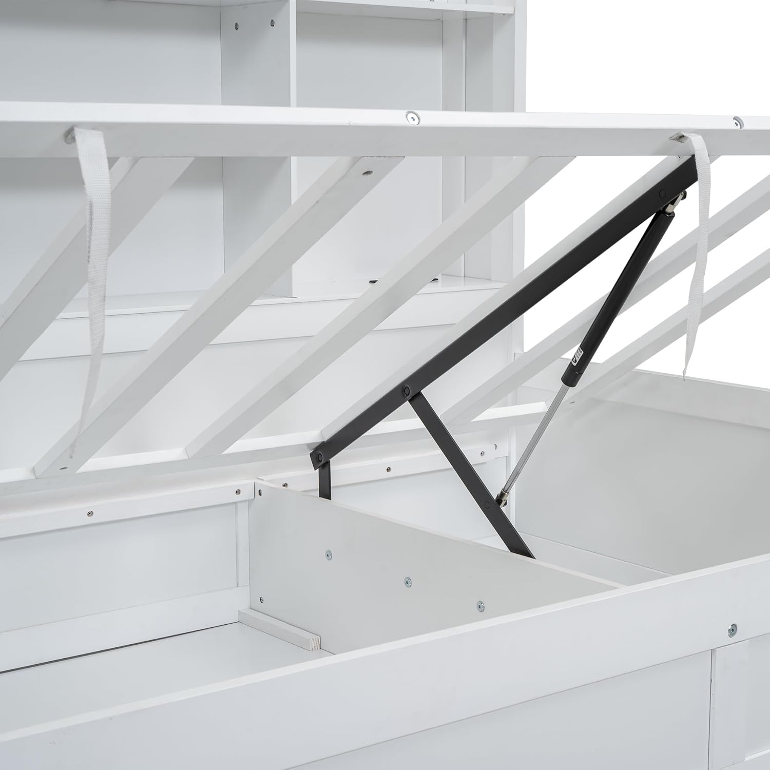 Twin Size Daybed with Storage Bookcases and USB Charging Station, White G546