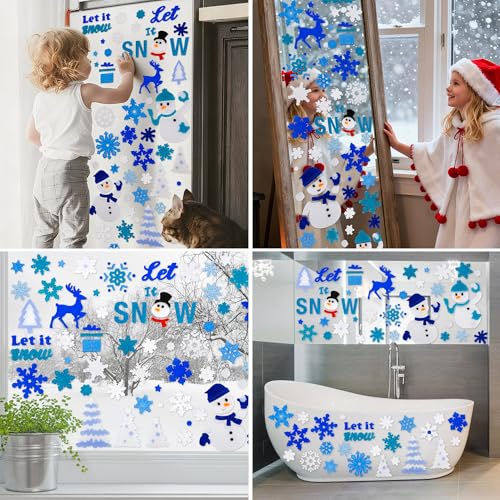 Christmas Window Clings Gel Snowflake Snowman 6-Piece Set F295752