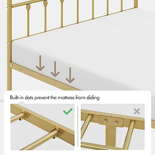 Yaheetech Classic Metal Platform Bed Frame with Victorian Headboard, Full Size Black T81083