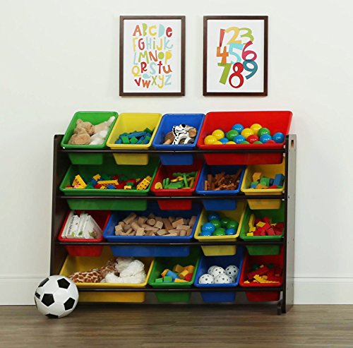 Humble Crew Supersized Toy Storage Organizer with 16 Removable Bins, Grey/White D772791