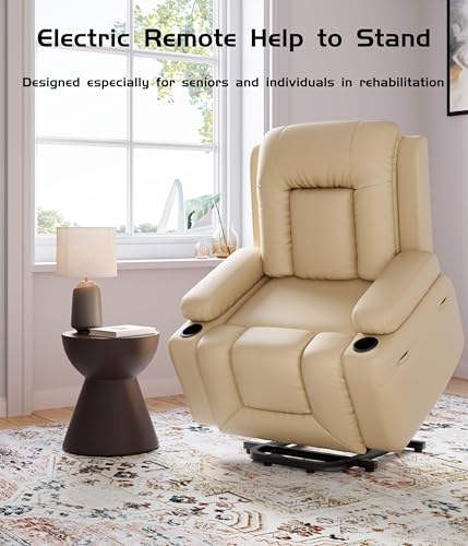 GarveeHome Power Lift Recliner Chair with Heat and Massage, Faux PU, for Elderly I162