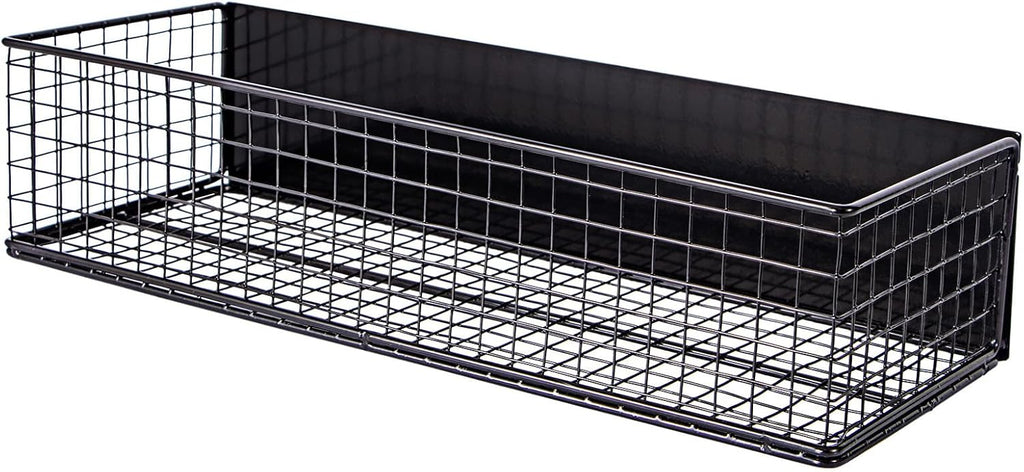 Magnetic Basket, Magnetic Shelf for Fridge, Wire Mesh Magnetic organizer Holder Accessories for Office Kitchen Classroom Storage, Black-High, 13.77" x 5.11" x3.26"