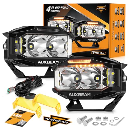 Auxbeam V-MAX Series 72W LED Pod Driving Lights with Amber DRL M188641