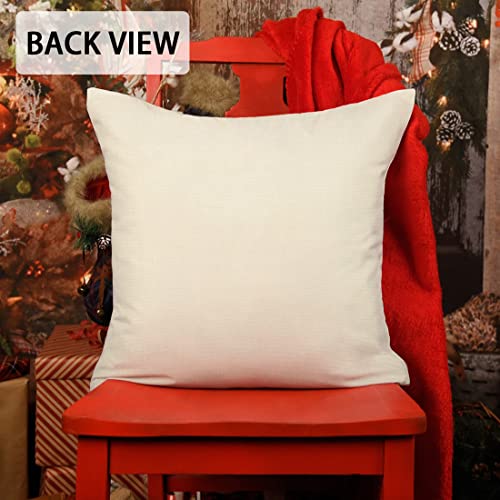 Red Christmas Pillow Covers 18x18 Set of 4 Farmhouse Snowman Santa Tree V263