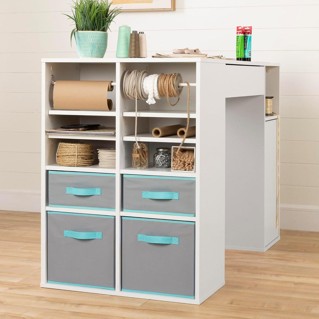 South Shore Crea Counter-Height Craft Table with Scratchproof Surface, Pure White J3763