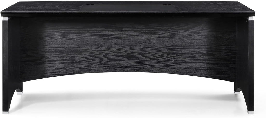 ZURI Modern Washington Black Oak Wood Desk with Leather Writing Pad C69776