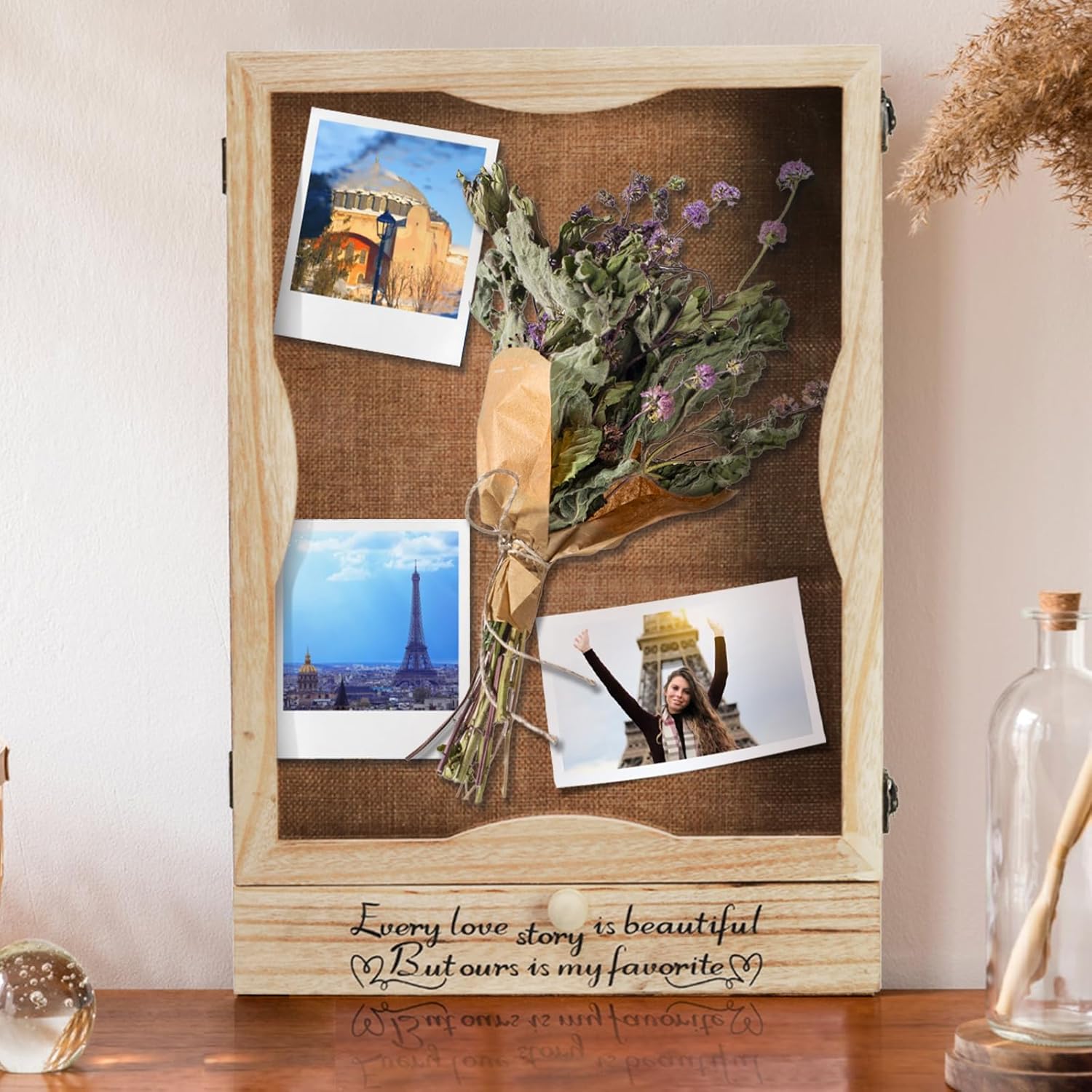 ZENFUN 11x16 Wedding Shadow Box Frame with Shelves and Drawer M95092
