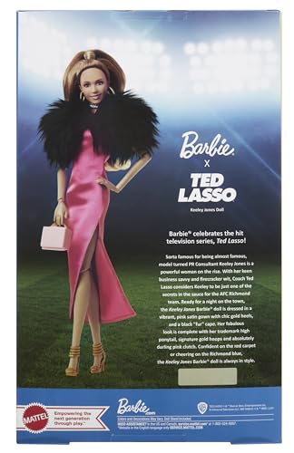 Barbie Signature Doll Keeley from Ted Lasso in Pink Dress & Faux Fur Shawl W346
