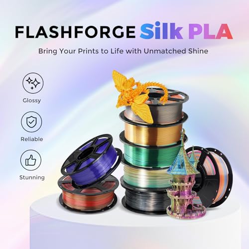 FLASHFORGE Silk PLA Filament 1.75mm, 1kg Spool V8381