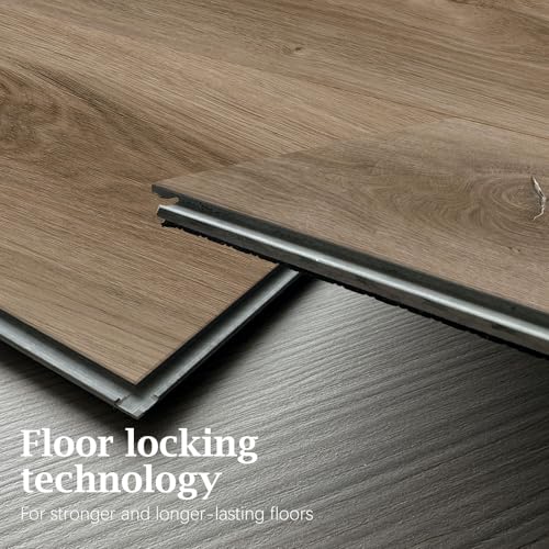 Interlocking Luxury Vinyl Flooring Wood-Look Planks SPC Rigid Core Waterproof Hickory Q852539