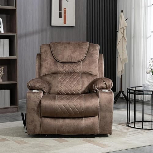 Lift Chair Recliner with Massage and Heat, Heavy Duty for Seniors, Brown V12888