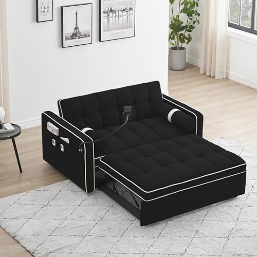 LUMISOL Convertible Couch with Pullout Bed, 3 in 1 Sleeper Sofa, Beige K346039