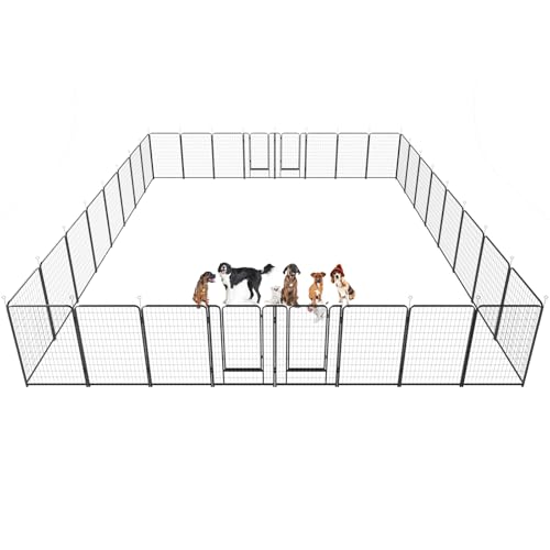 Dog Playpen Outdoor Extra Wide 12 Panels Heavy Duty 40" Height with Doors Portable G77703