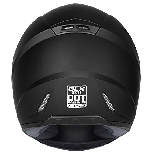 GLX GX11 Compact Motorcycle Helmet Matte Black Large Full Face Tinted Visor DOT Q2653